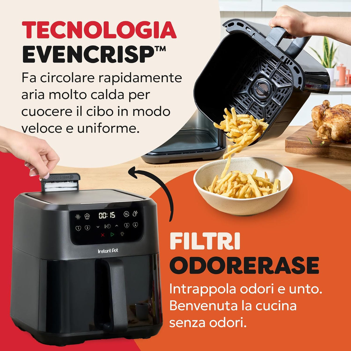 Friggitrice ad aria Instant Vortex ClearCook 5L nera