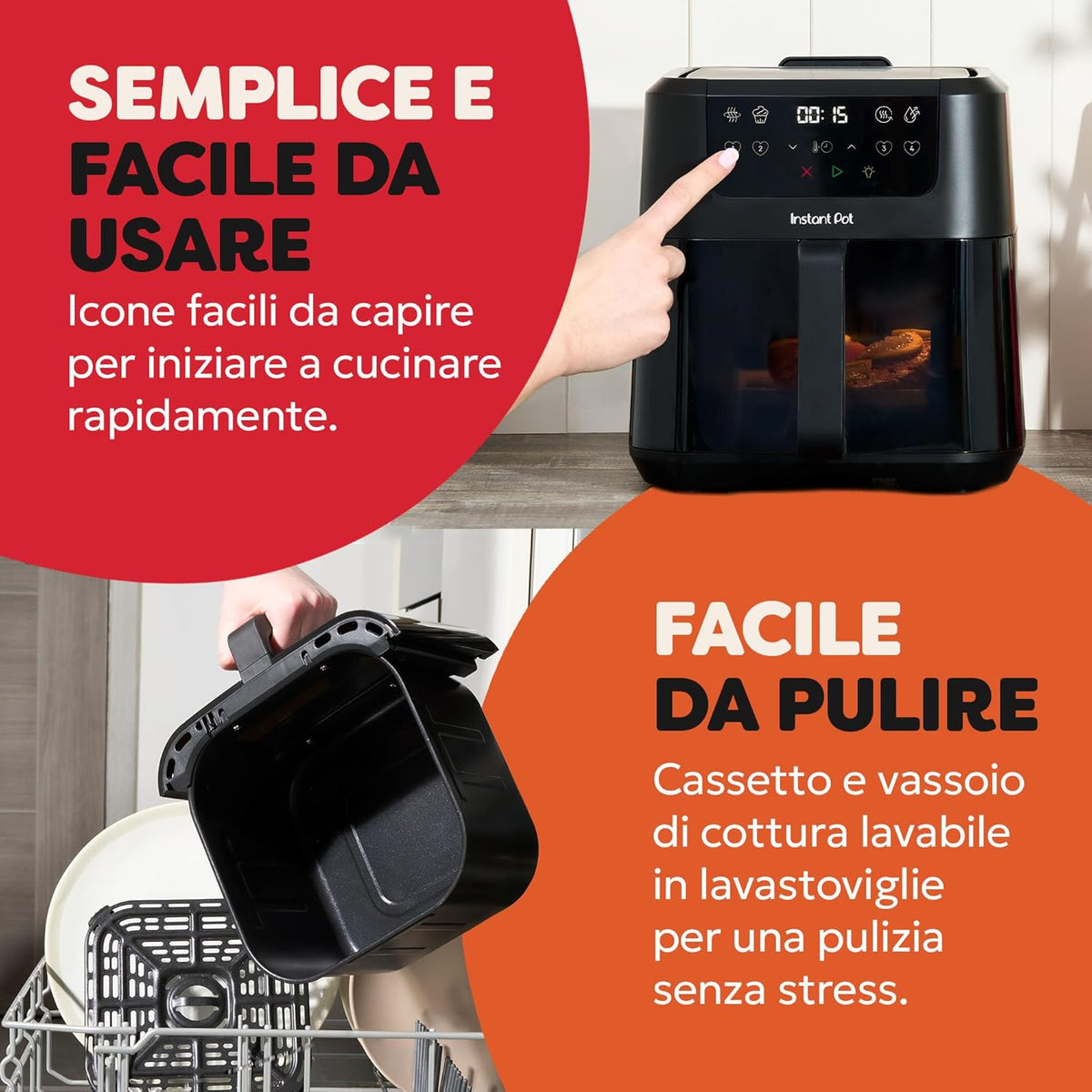 Friggitrice ad aria Instant Vortex ClearCook 5L nera