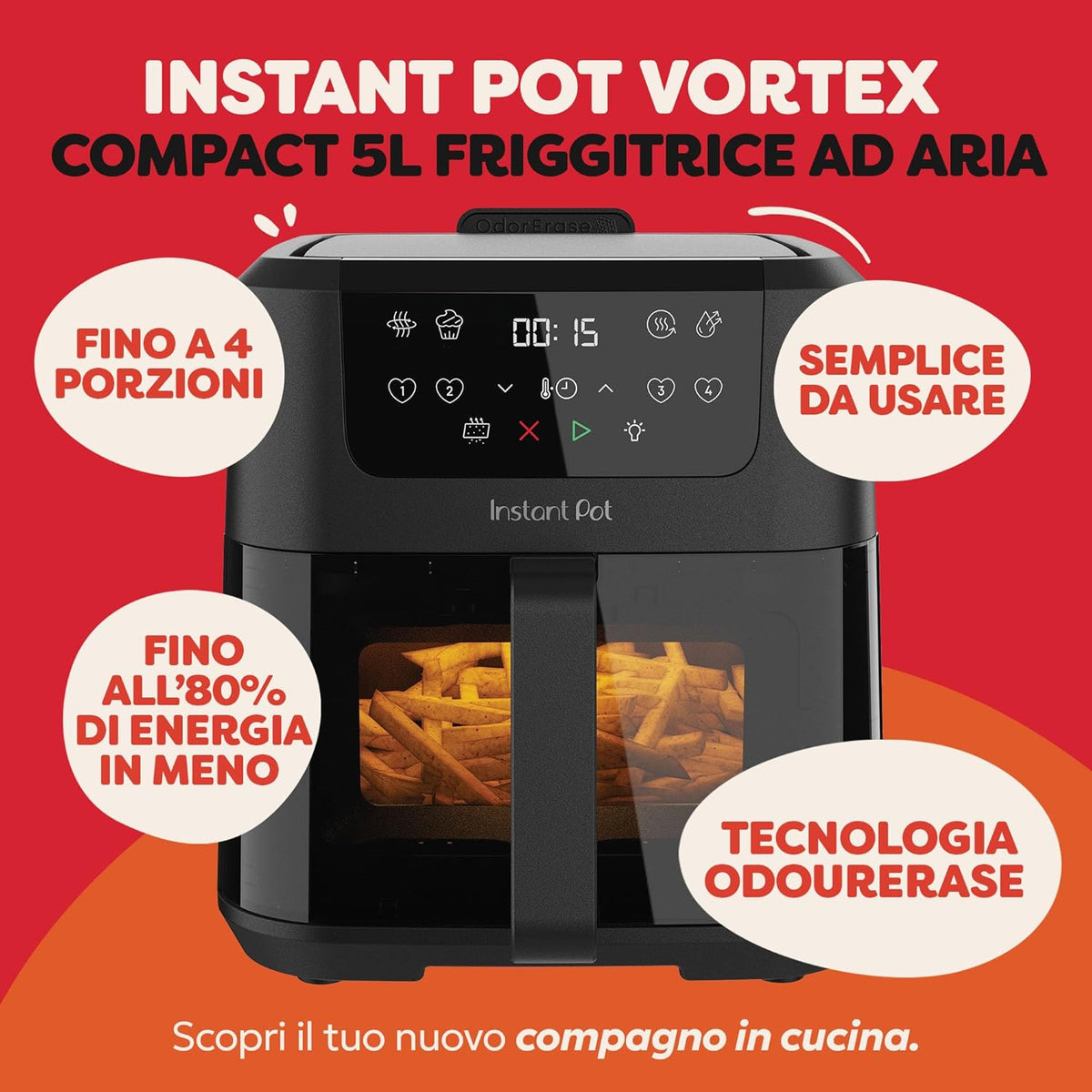 Friggitrice ad aria Instant Vortex ClearCook 5L nera