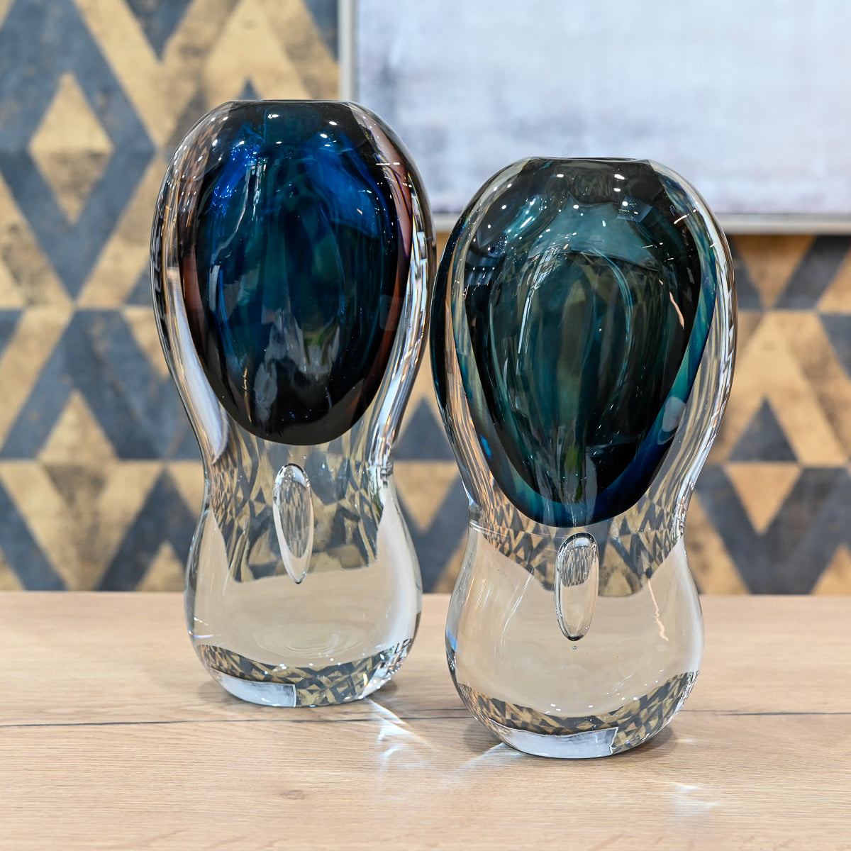 VASO IN VETRO SOFFIATO COLLEZIONE DROPS DETTAGLIO BLU